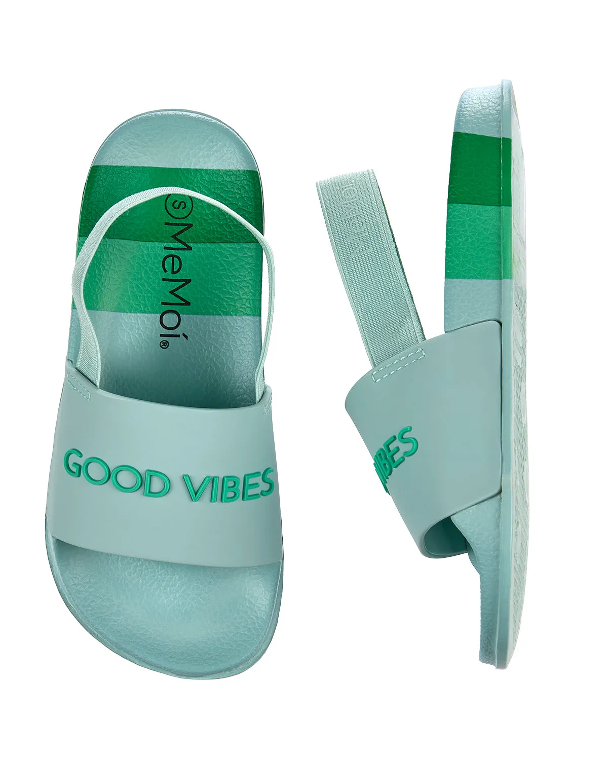 Girls Striped Super-Soft "Good Vibes" Slide Sandal