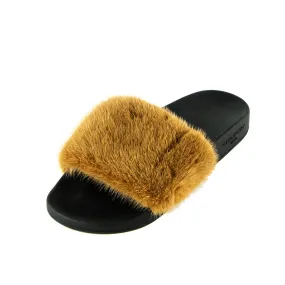 Givenchy Brown Mink Fur Slides Size US 11 | EU 41