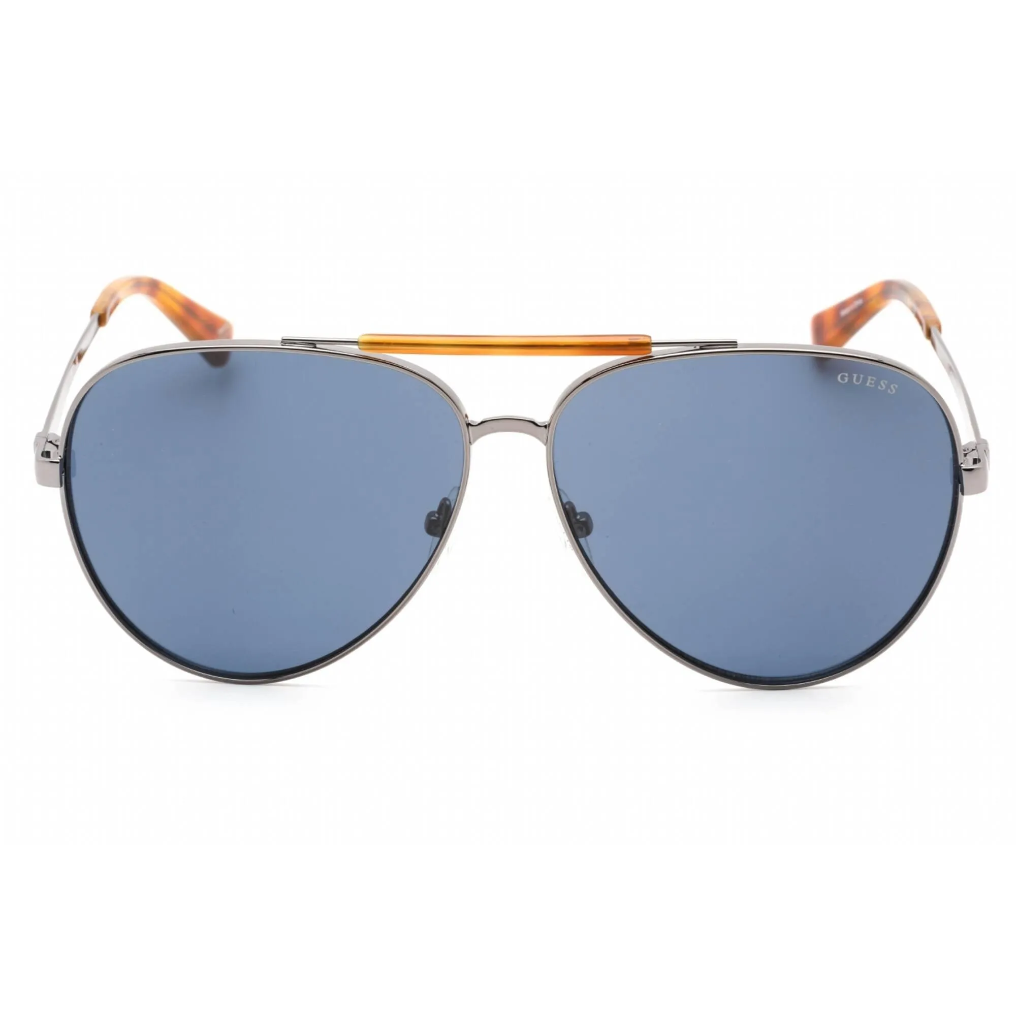 Guess Men's Sunglasses - Full Rim Shiny Gunmetal Metal Aviator Frame | GU5209 08V