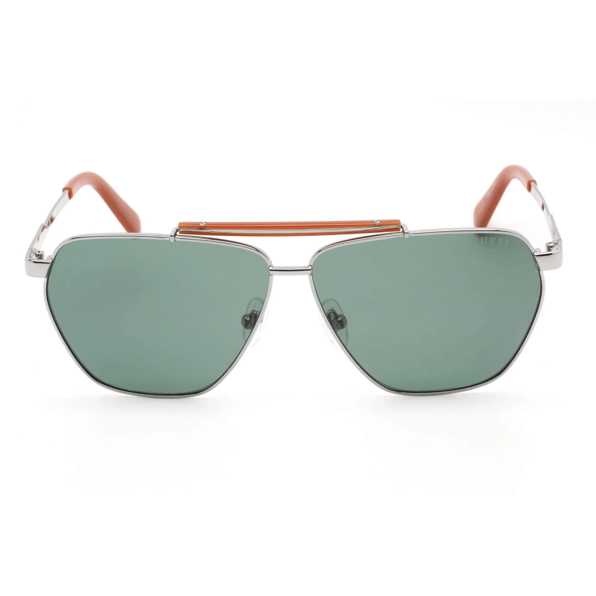 Guess Men's Sunglasses - Green Lens Shiny Gunmetal and Red Pilot Frame | GU00053 08N