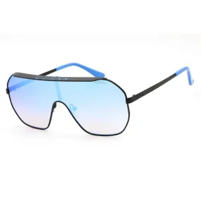 Guess Unisex Sunglasses - Blue Mirror Lens Metal Shield Shape Frame | GU7676 02X