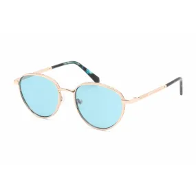 Guess Unisex Sunglasses - Gold Metal Oval Full Rim Frame Blue Lens | GU5205 32W