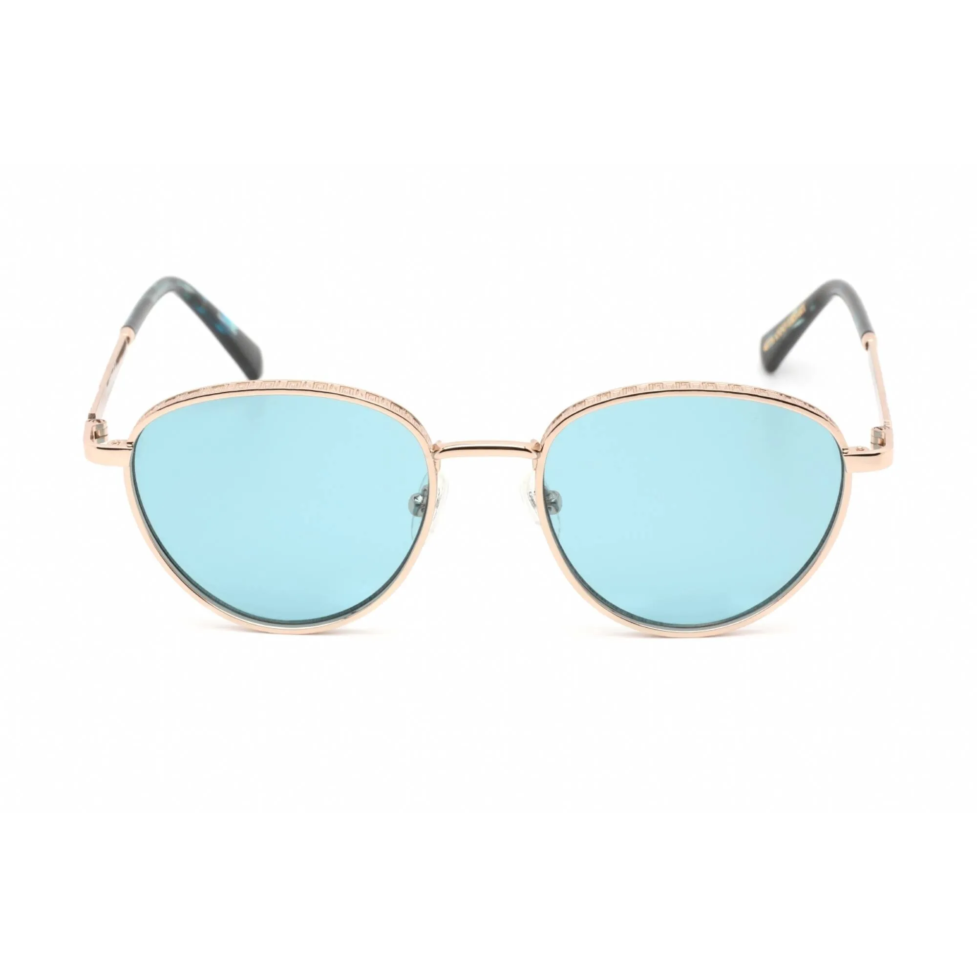 Guess Unisex Sunglasses - Gold Metal Oval Full Rim Frame Blue Lens | GU5205 32W