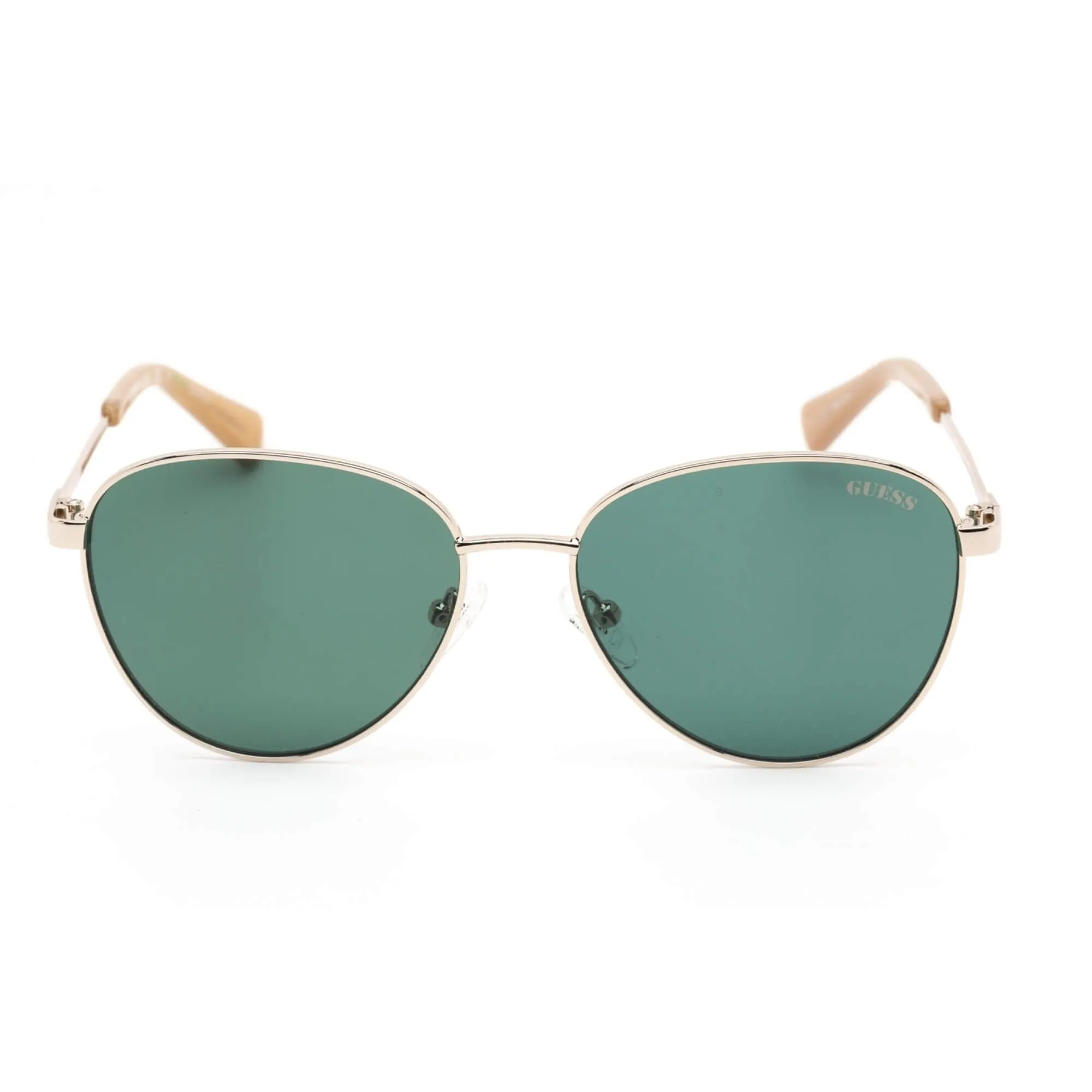 Guess Unisex Sunglasses - Green Lens 53 mm Gold Metal Oval Shape Frame | GU8257 32N