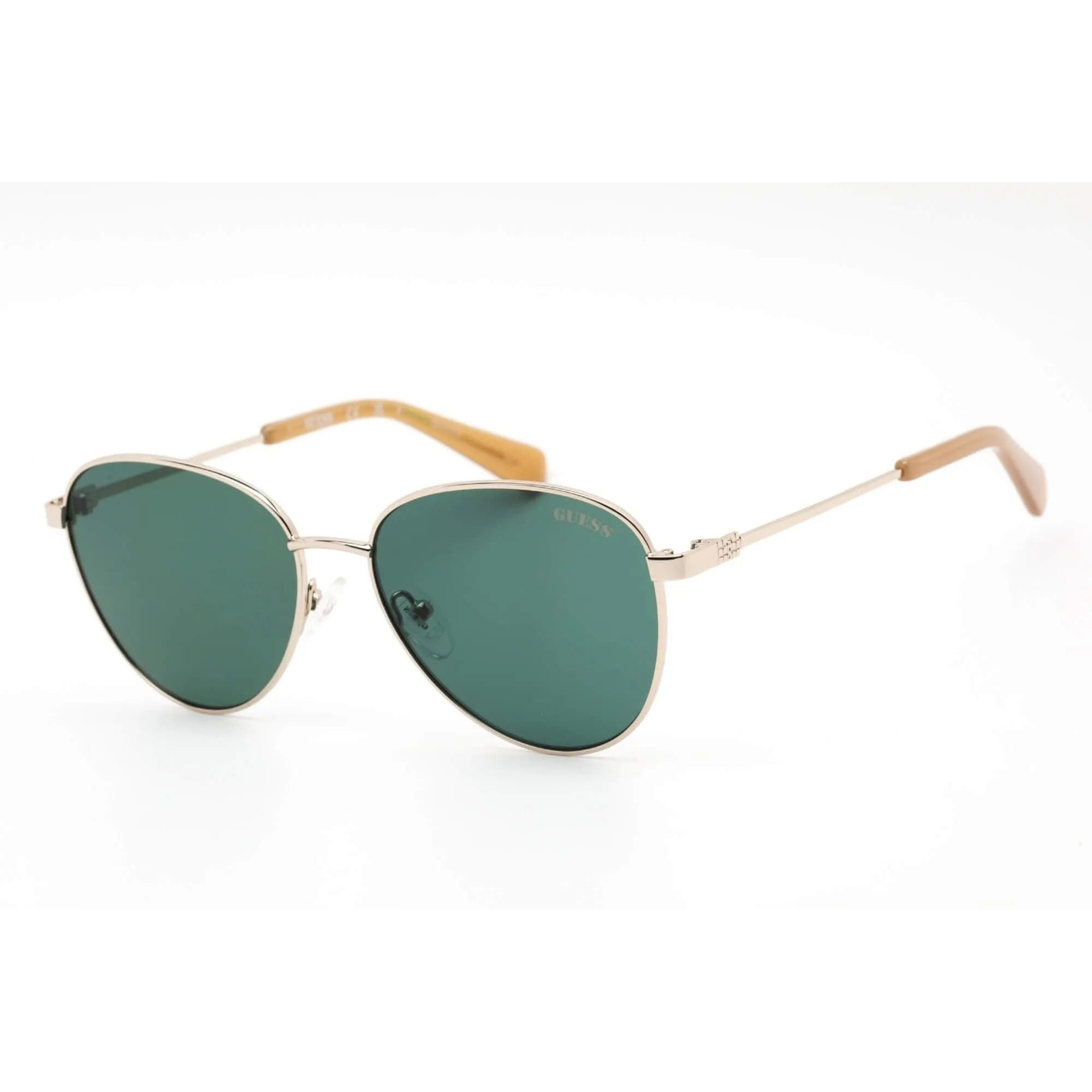 Guess Unisex Sunglasses - Green Lens 53 mm Gold Metal Oval Shape Frame | GU8257 32N