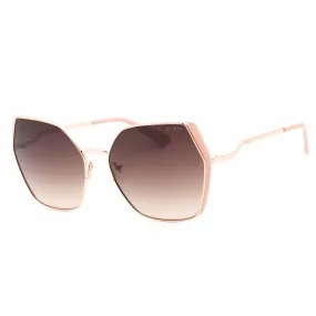 Guess Women's Sunglasses - Shiny Rose Gold Metal Cat Eye Full Rim Frame | GU7843 28F