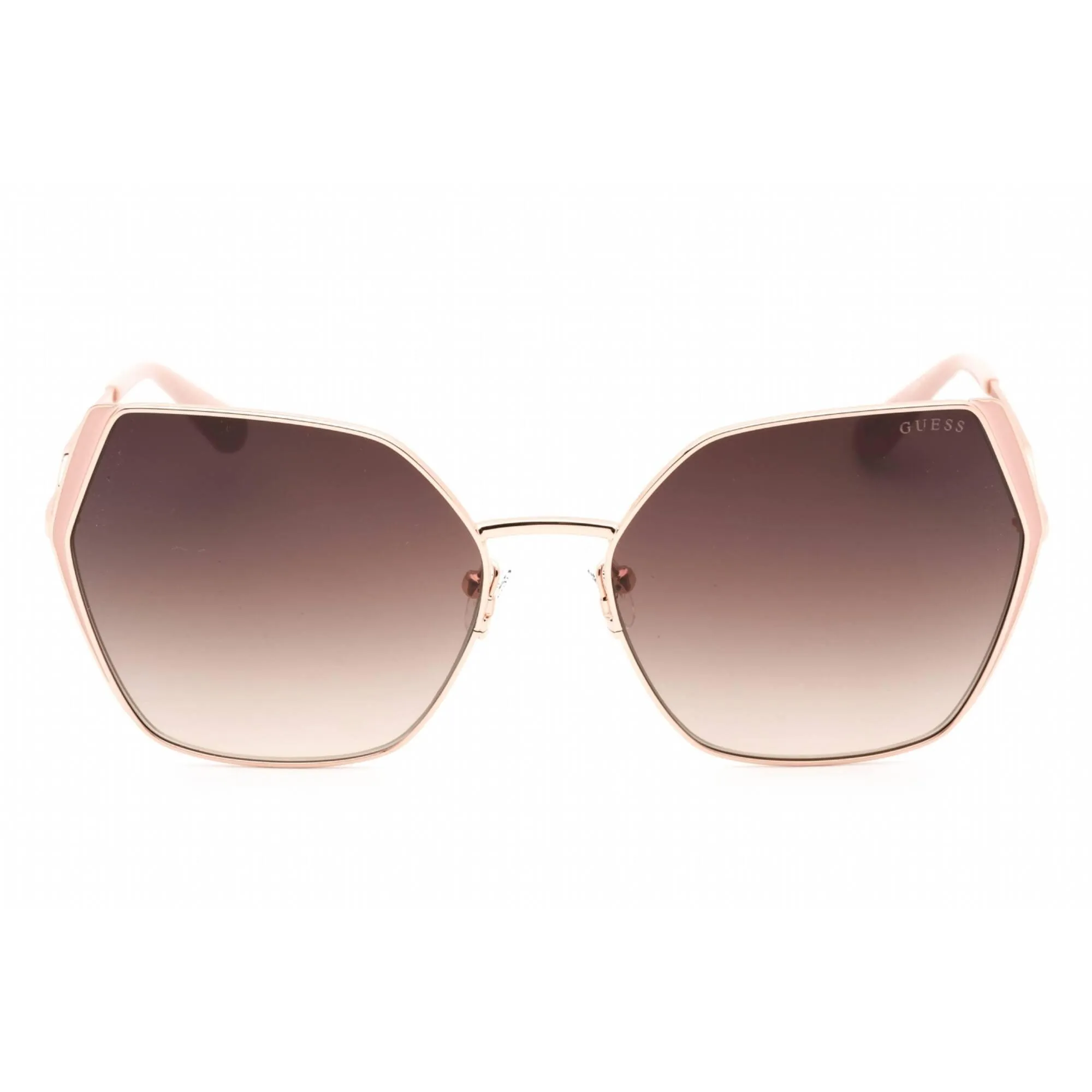Guess Women's Sunglasses - Shiny Rose Gold Metal Cat Eye Full Rim Frame | GU7843 28F