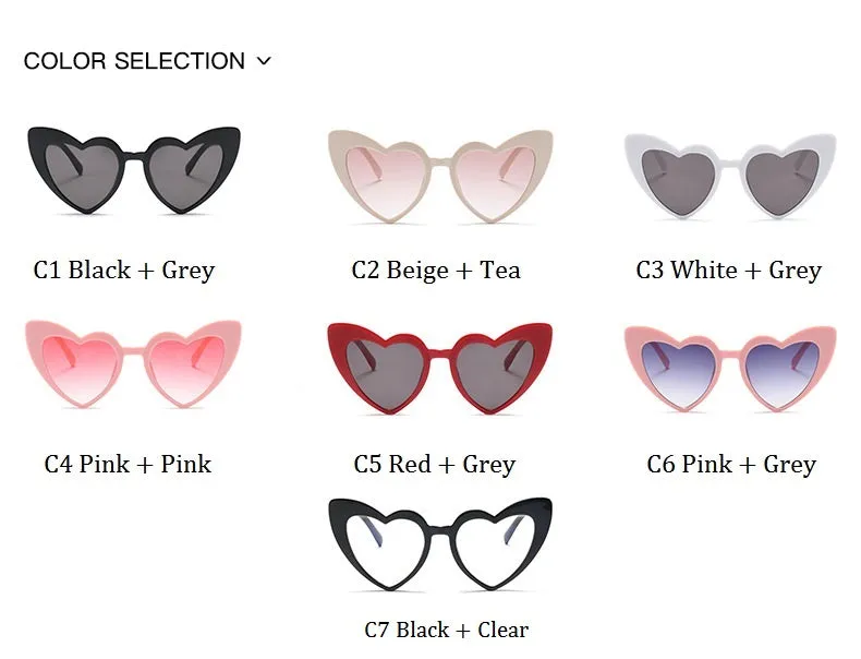 Heart style oversize retro pinup sunglasses