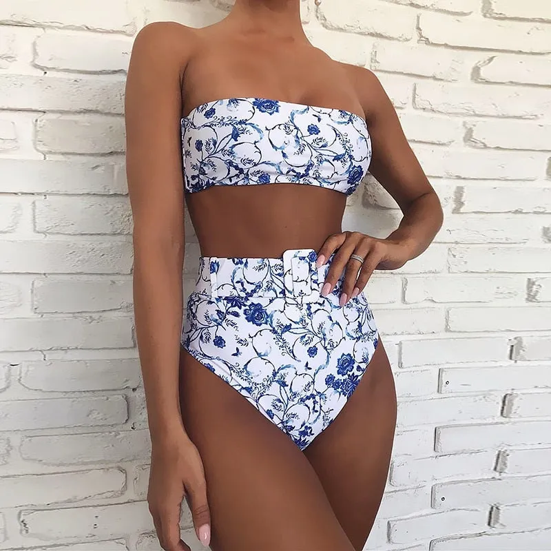 Hot Bright Color High Rise Triangle Tube Bikinis