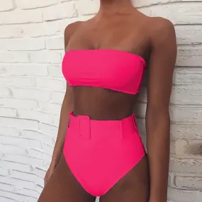Hot Bright Color High Rise Triangle Tube Bikinis