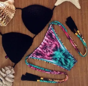 HOT TWO PIECE BLACK COLORFUL BIKINIS