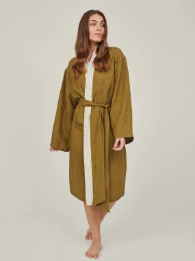 Linen Robe In Olive