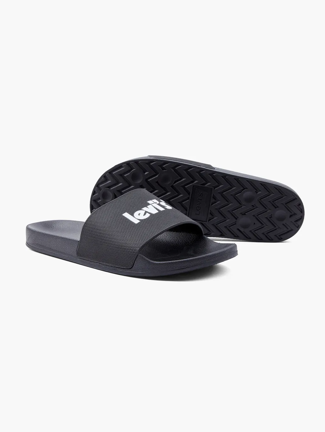 Men's Black Logo Printed Slides
