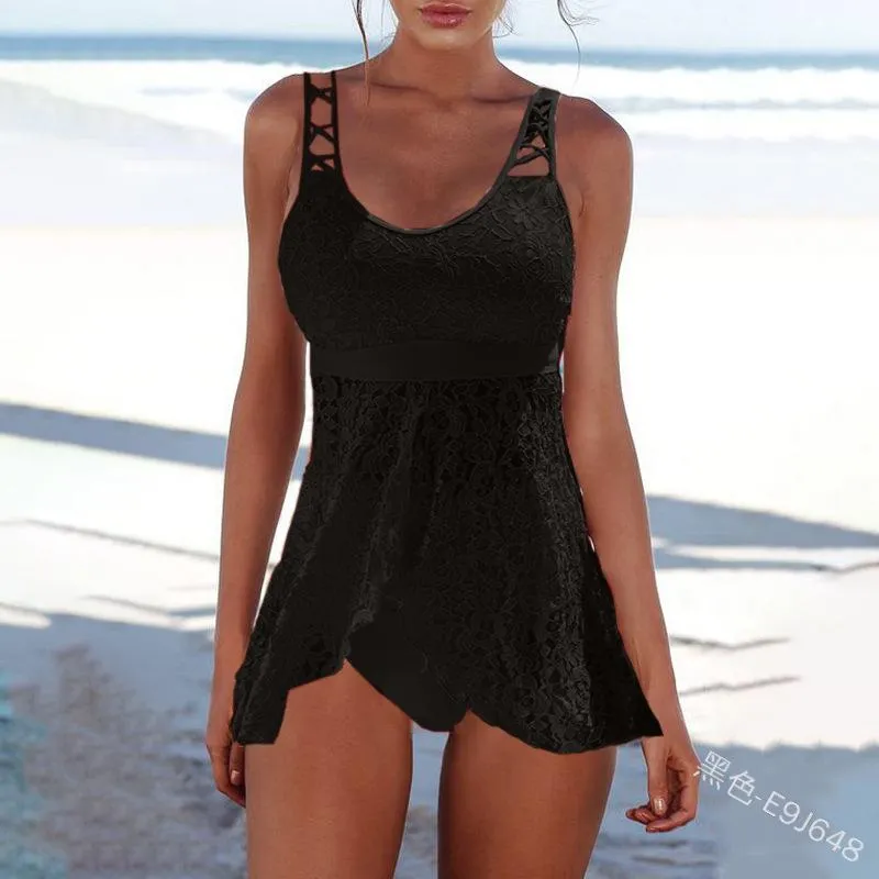 Modest Plus Size Lace High Rise Triangle Bikinis