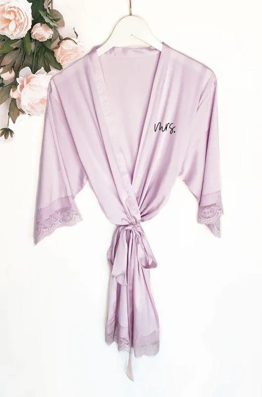 Mrs satin lace robes small text