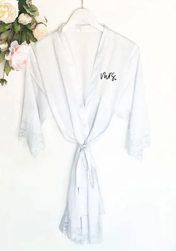 Mrs satin lace robes small text
