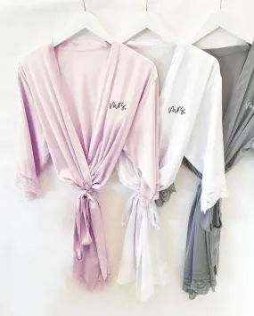 Mrs satin lace robes small text