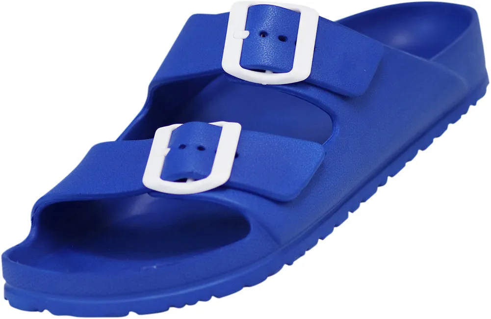 NORTY Women's Indoor Outdoor 2 Strap Adjustable Buckles Slide Sandal