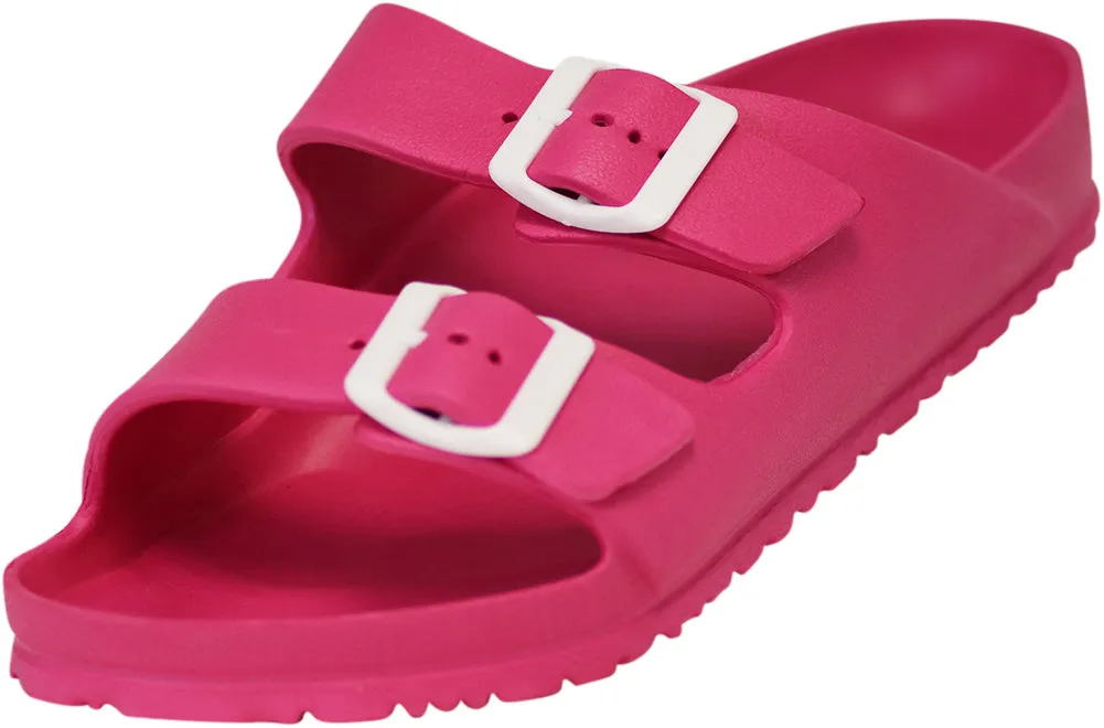NORTY Women's Indoor Outdoor 2 Strap Adjustable Buckles Slide Sandal