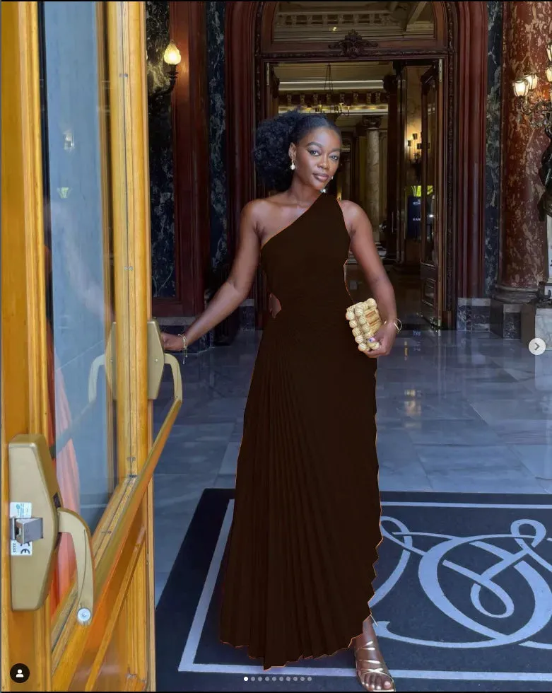 Orana - Robe de soirée froncé à fourrure pour les femmes