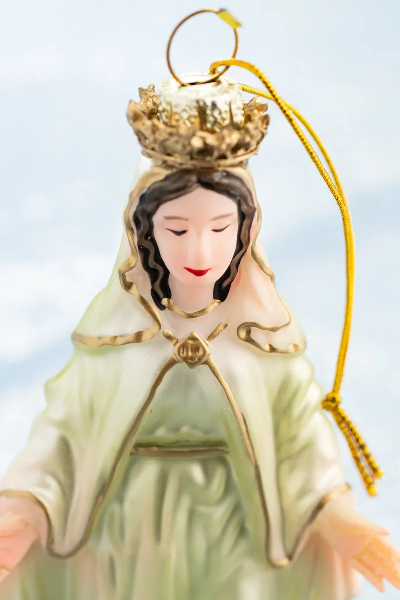 Our Lady Crowned Glass Ornament