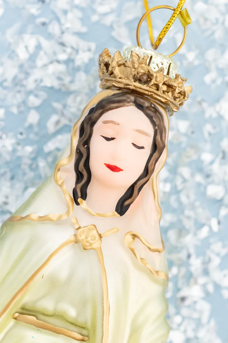 Our Lady Crowned Glass Ornament