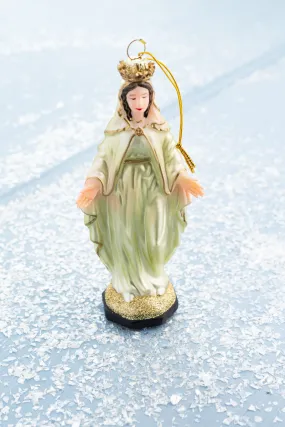 Our Lady Crowned Glass Ornament