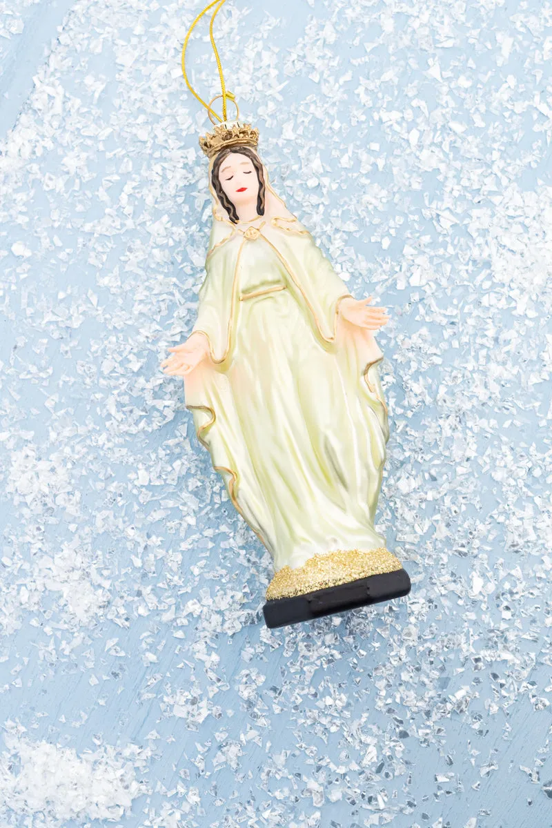 Our Lady Crowned Glass Ornament