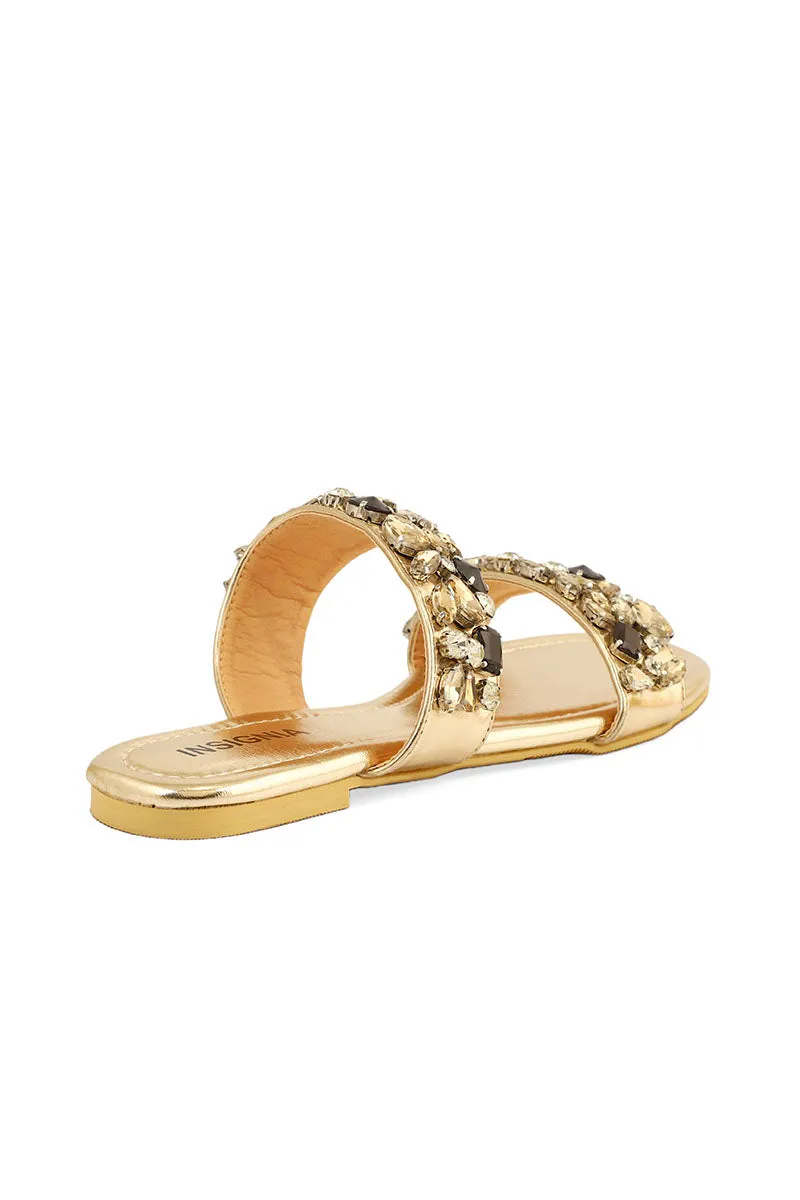 Party Wear Slip On I29257-Golden