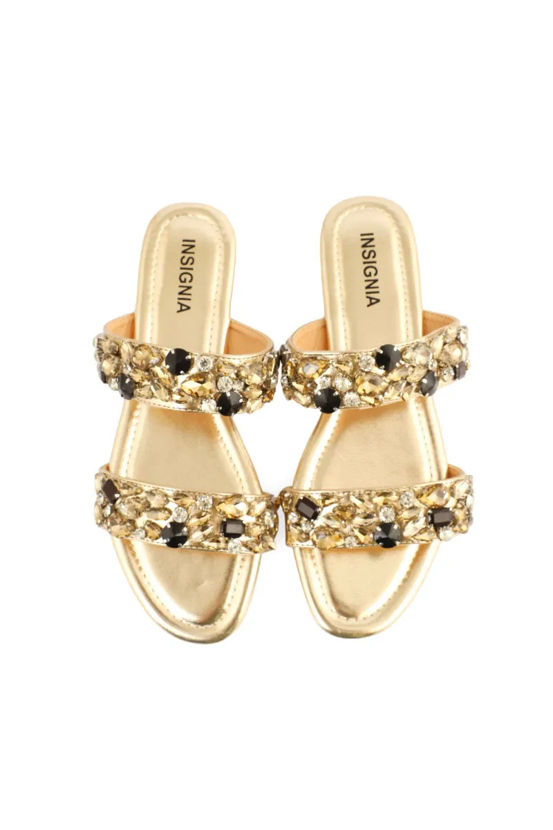 Party Wear Slip On I29257-Golden