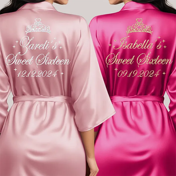 Personalized Sweet Sixteen Robe and Slipper Set