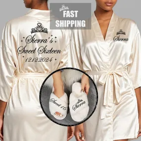 Personalized Sweet Sixteen Robe and Slipper Set