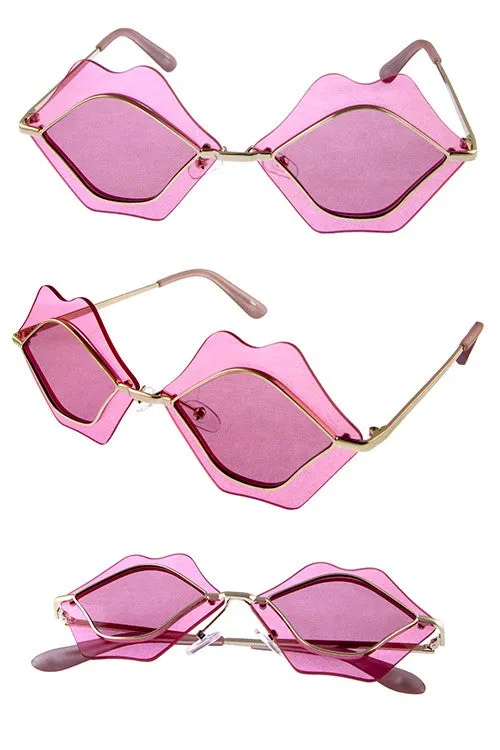Pink Crystal Clear Lips Sunglasses