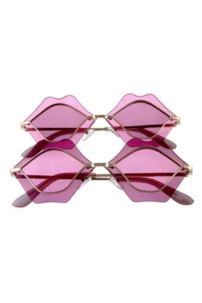 Pink Crystal Clear Lips Sunglasses
