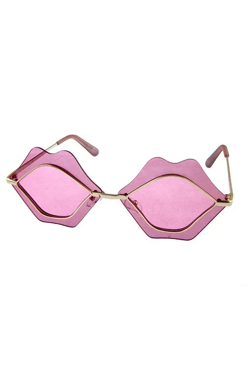 Pink Crystal Clear Lips Sunglasses
