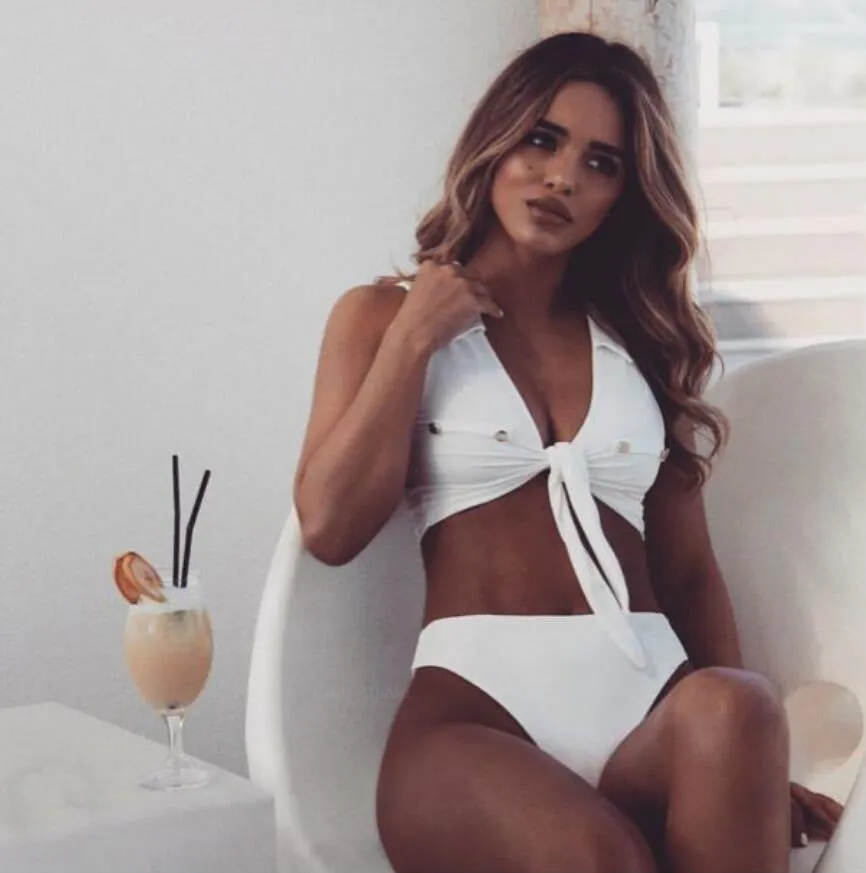 Plain Strappy Stretch Triangle Mid Rise Bikinis