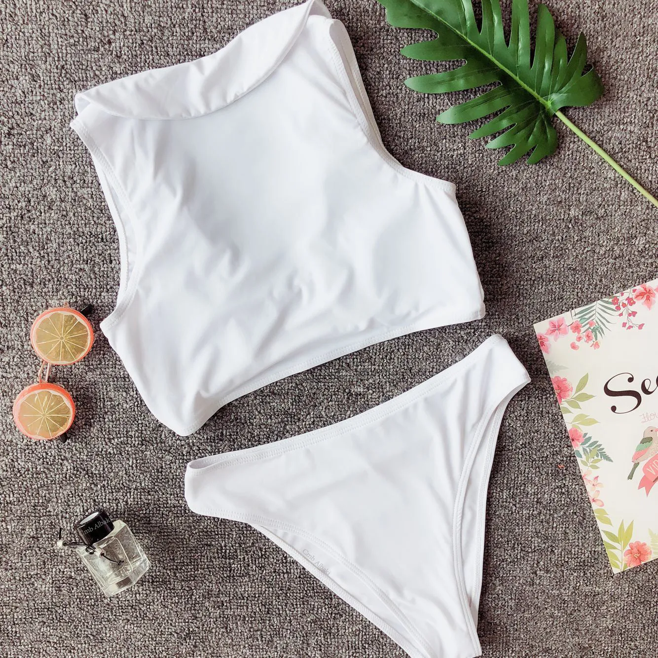 Plain Strappy Stretch Triangle Mid Rise Bikinis