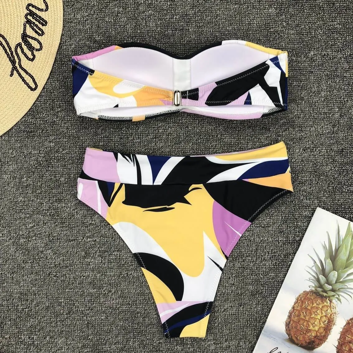 Print High Rise Padded Top Triangle Tube Bikinis
