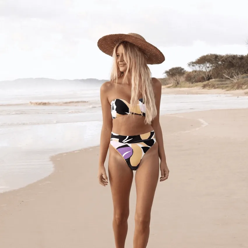 Print High Rise Padded Top Triangle Tube Bikinis
