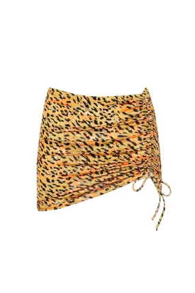 QN Smocked Leopard Print Mini Skirt Yellow