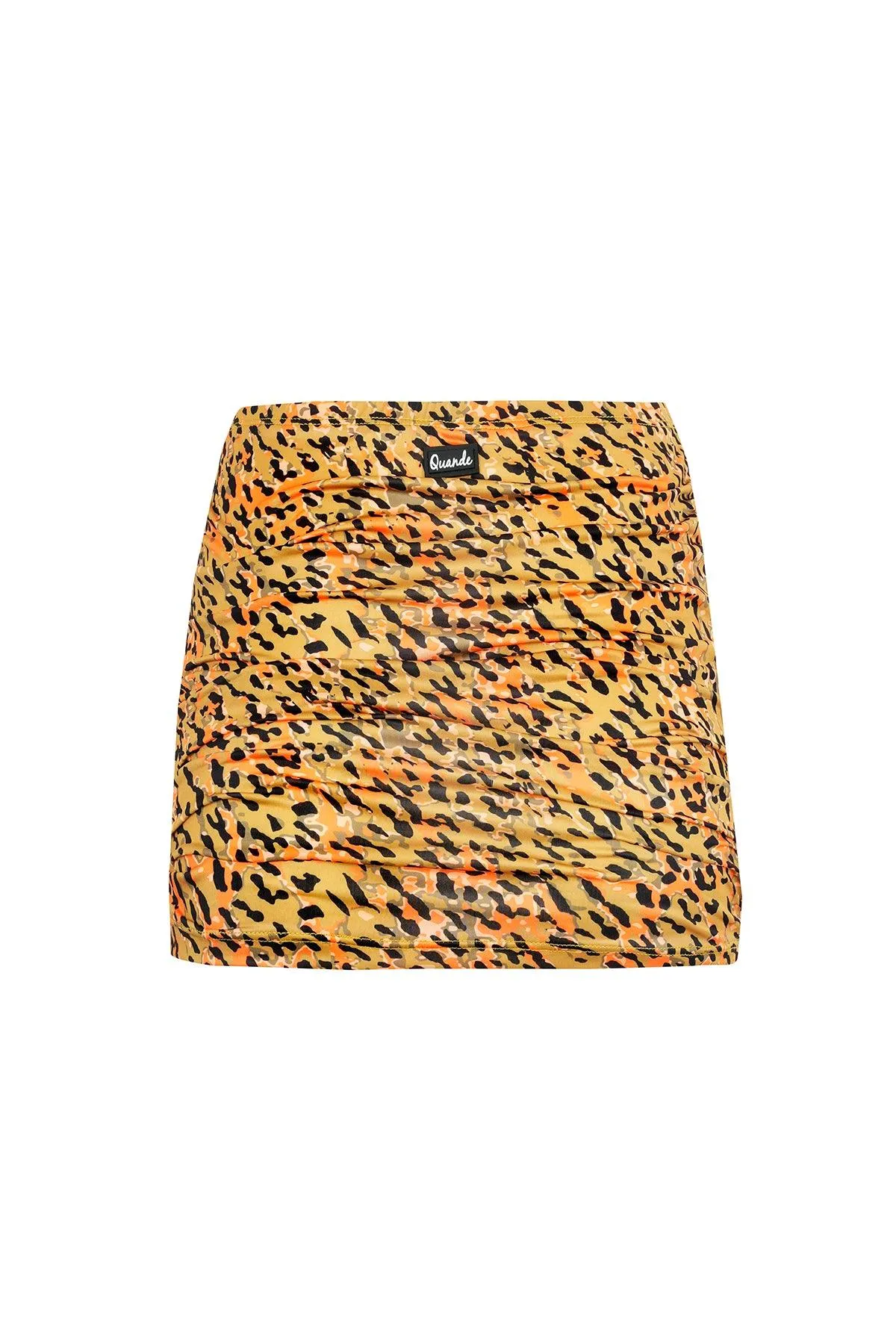 QN Smocked Leopard Print Mini Skirt Yellow
