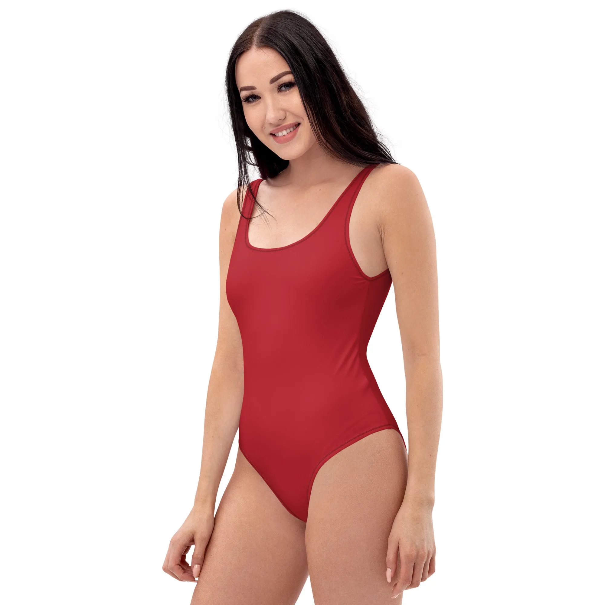 Red solid color swimsuits for women