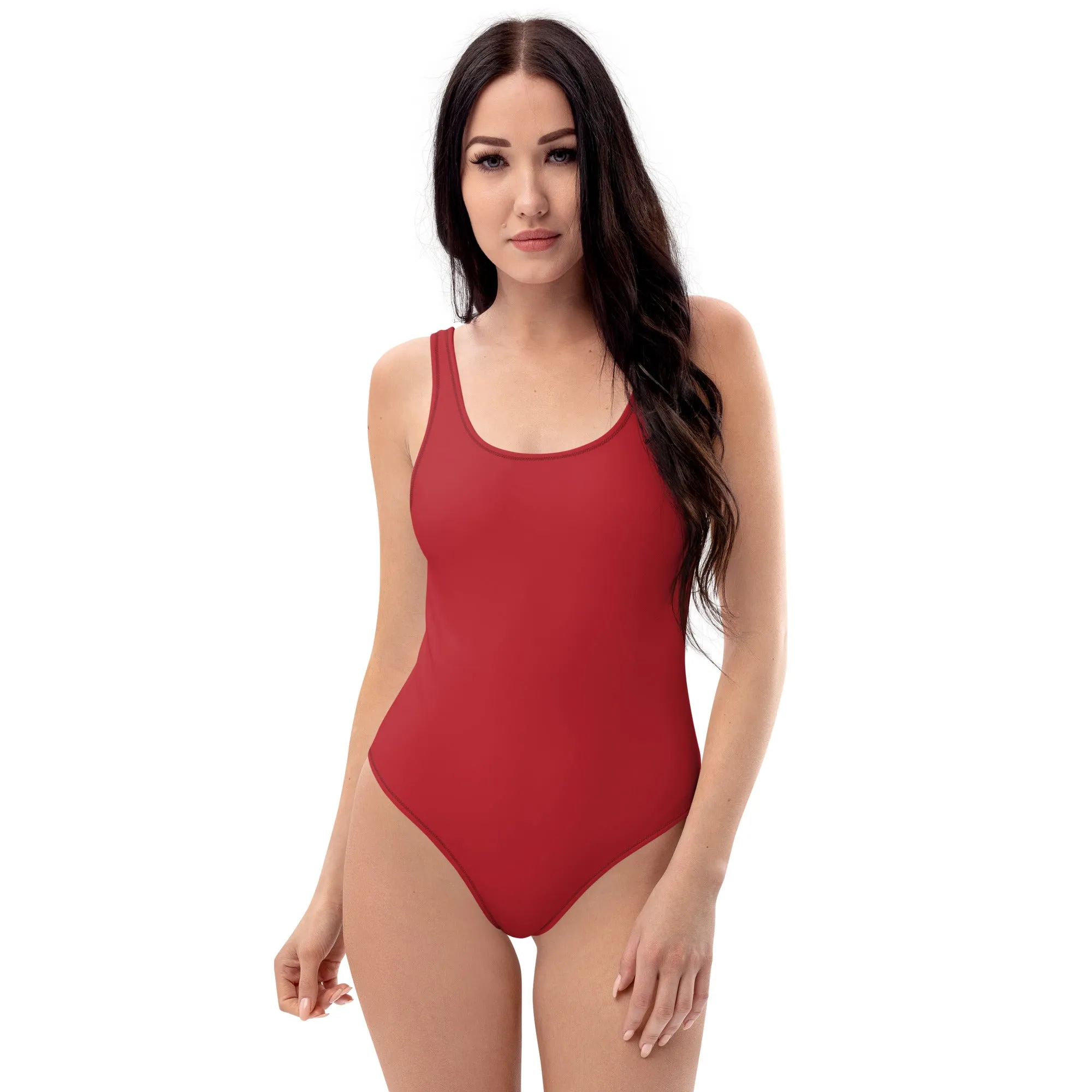 Red solid color swimsuits for women