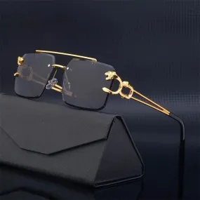 Retro Rimless Steampunk UV400 Sunglasses