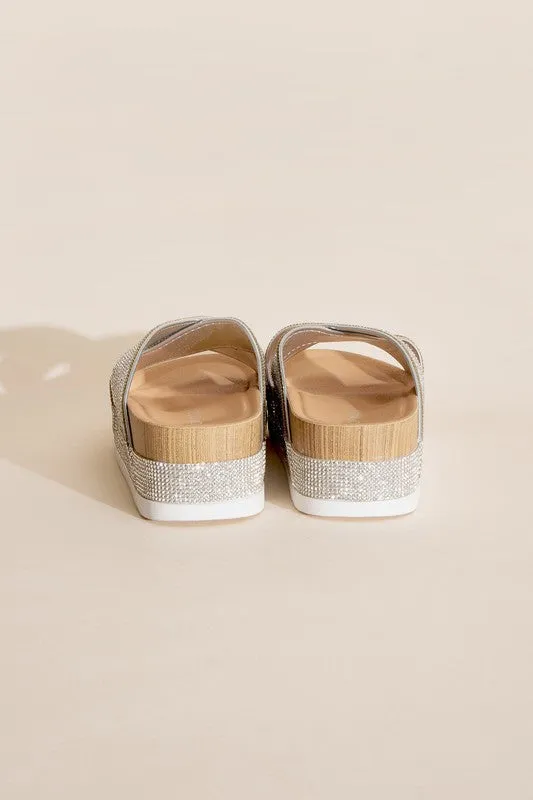 Rhinestone Slides Cross Strap Design