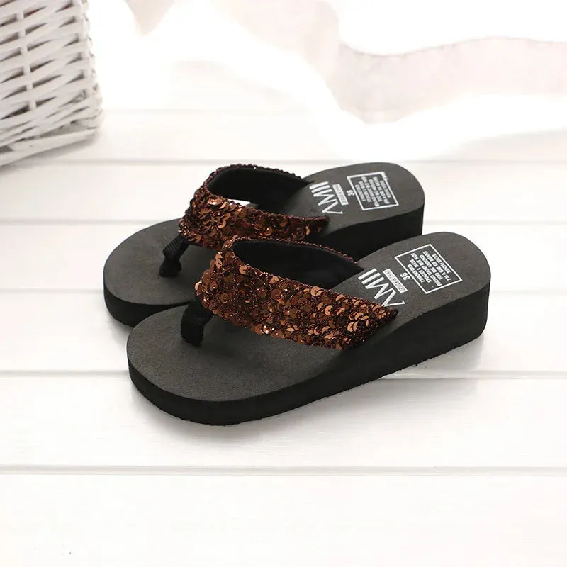 Rhinestone Women's Flip Flops: Summer Crystal Bling Beach Slides Sandals, Casual Slip-On Bath Shoes