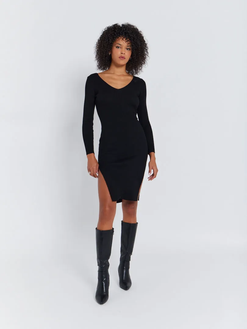 Robe en maille fendue