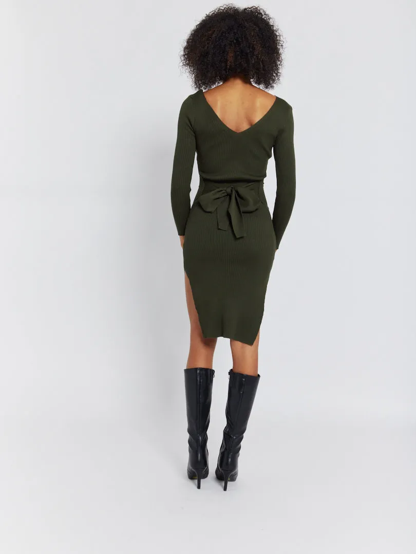 Robe en maille fendue