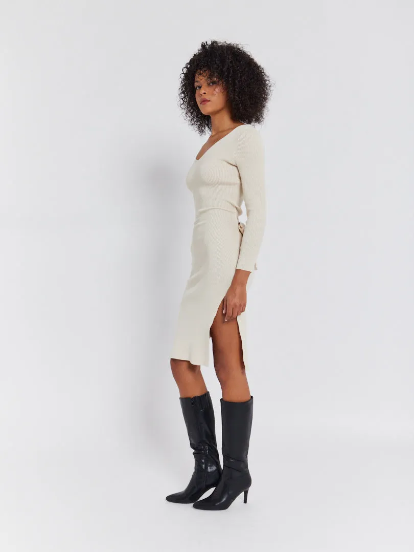 Robe en maille fendue