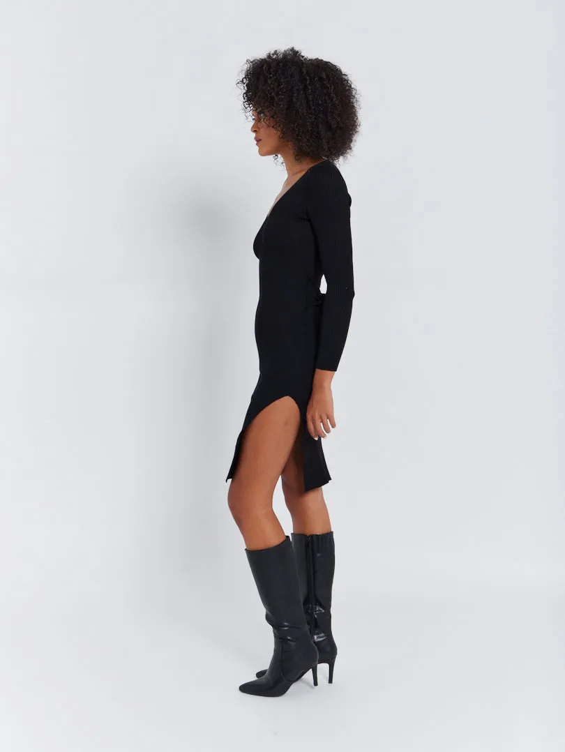 Robe en maille fendue